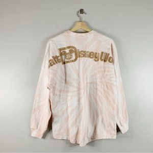 Disney Womens Tie Dye Briar Rose Gold Spirit Jersey Long Sleeve Top Size XS Pink